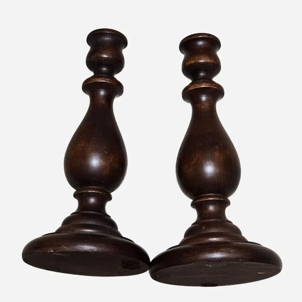 vintage whimsigoth witchy dark brown wooden candle holders